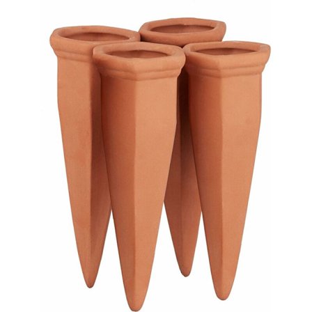 Saviruukkuinen kastelukartio, 4 kpl kasteluvaruste, 1L muovi- tai viinipullot, terrakotta