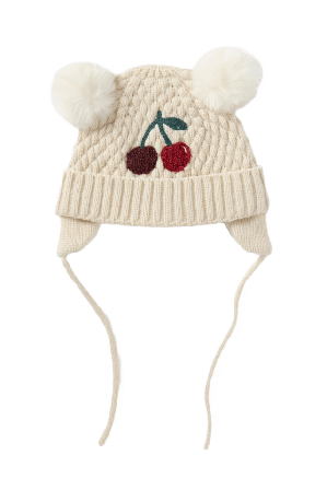 RIKIKI Stickad mössa med pälsbollar CILLA Mössor Röd 42/44