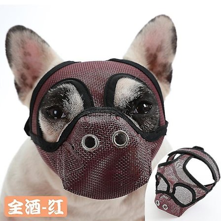 Kort Snute Hundemunnkurv, Bulldog Munnkurv Justerbar Pustende Mesh Hundemunnkurv For Biting Tygging