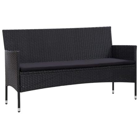 Vidaxl Loungeset För Trädgården Med Dynor 4 Delar Konstrotting S Svart