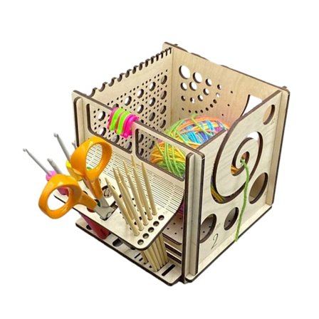 Monitoiminen puinen lankakulho estää sotkeutumista Puinen lankateline pipoille Huiveille Neulonta 15*15*16cm