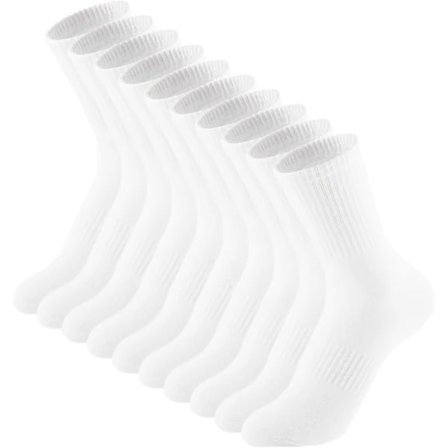 Dame knæstrømper, afslappede sportsstrømper, lette bomuldsstrømper, 5 par, hvide
