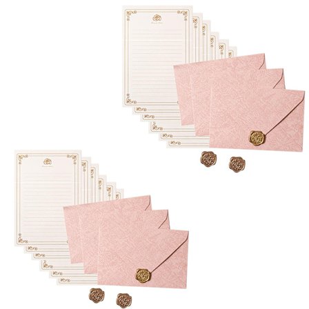 Vintage Brevskrivningsset - 12 Linjerade Pappersark + 6 Matchande Kuvert med 6 Sigillklistermärken - Elegant Pappersmaterial för Personlig 