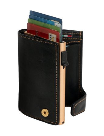 Tony Perotti Furbo Cardholder W/ Banknote And Coin Pocket - Black - 7.3X2.5X9.8CM