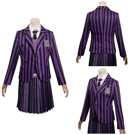 Voksne Børn Piger Onsdag Addams Enid Skoleuniform Cosplay Kostume Lilla Kjole Til Kvinder Piger Halloween Karneval Festdragt