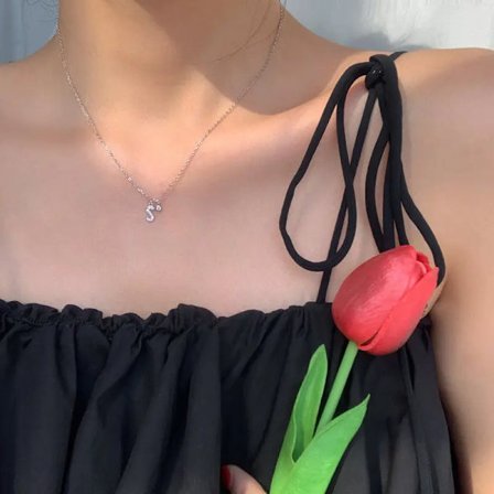 925 Sterling Silver Bokstav Halsband Glänsande Zirkon Bokstav Hänge Kedja Ditt Namn Halsband Bröllop Smycken Födelsedagspresent