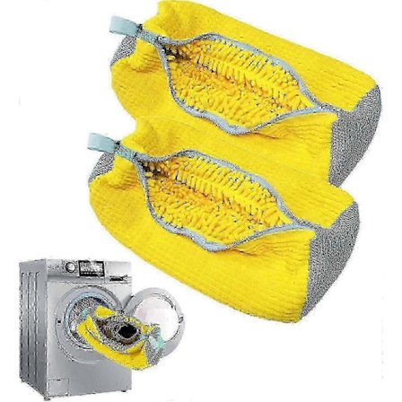 2-pack gula tvättpåsar i mesh för skor, tvättmaskin- och torktumlarsäkra, alla typer och storlekar