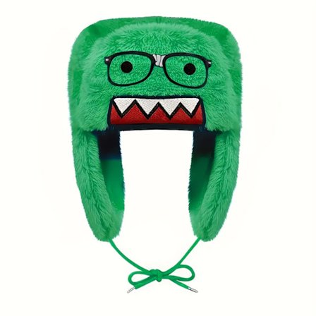 Broderte og trykte Domo-Kun Anime med briller - Søt pilotlue med snor for temafester