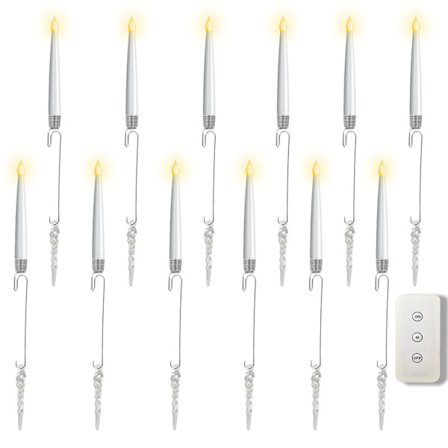 Lysestage Lampe 12-Stk Med Sølv Krog Med Fjernbetjening (Istap)
