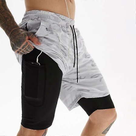 Badshorts Herr, Badbyxor Med Kompressionsfoder 2 I 1 Snabbtorkande Stretchiga Herr Badshorts Surfstrandshorts Med 2 Blixtlåsfickor