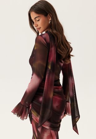 Bubbleroom - Mesh Scarf - Black/Floral - Accessoarer