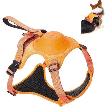 Hundsele med infällbar koppel som en, No-Pull husdjursele med justerbar mjuk vadderad väst 4,2 fot automatisk låsbar hundkoppel med 2 koppelklämmor(M)