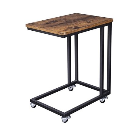 Sidobord med hjul och industriell design i brun/svart