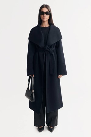 Soft Goat - Long Coat - XL - Navy