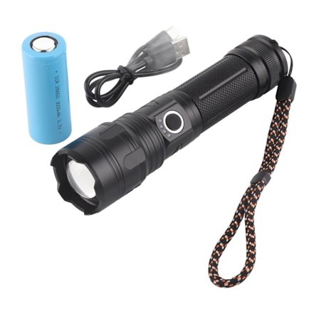 USB Oppladbar IP65 Vanntett 3000mAh Aluminiumlegering Laser Lommelykt 5 Lysmoduser Jakt