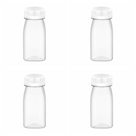 4 Stk Juiceflasker Klare drikkebeholdere HVIT LOKK HVIT LOKK