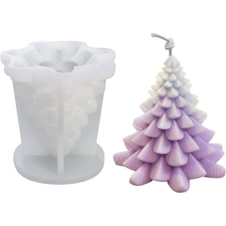 Jul Lys Former, 3D Juletre Silikonform for Lyslaging, DIY Håndverk Resin Form for Duftlys, Såpe, Godteri, Sjokolade