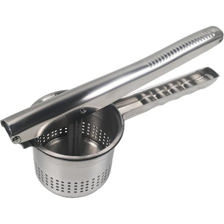 Multifunksjonell potetpresse i rustfritt stål – komfortable håndtak, kraftig grønnsakspressing - profesjonelt kjøkkenredskap, fruktpresse