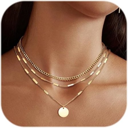 Halsband i guld för kvinnor, förgyllt halsband i guld, flerradigt halsband i fiskbens- och ormdesign, halsband i guld och silver för kvinnor