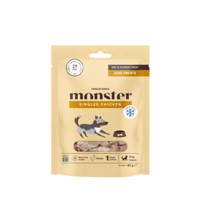 Monster Pet Food - Hundegodbiter Frysetørket kylling 45 g - Hund - Hundegodbiter & tyggebein - Hundekjeks & kjeksbein - ZOO.no