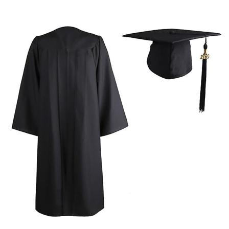 2022 Akademisk Examensplagg för Vuxna med Dragkedja, Robe och Mortarboard-Hatt Black XXL