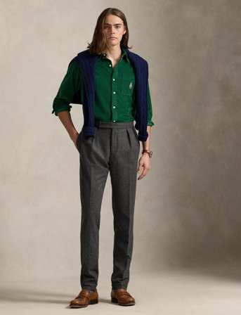 Polo Ralph Lauren Custom Fit Polo Bear Corduroy Shirt - Green - M