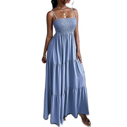 Sexig Printed Med Bladtryck För Kvinnor Elegant Lady Sling Plisserad P