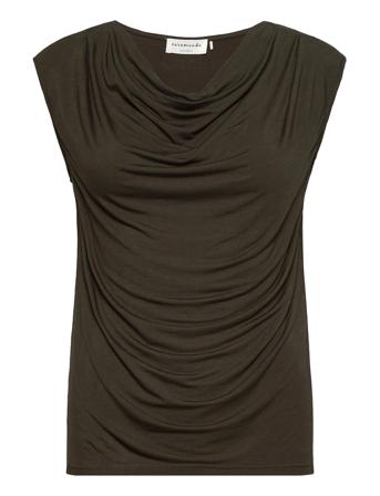 Viscose T-Shirt Bluse Ermeløs Grønn Rosemunde