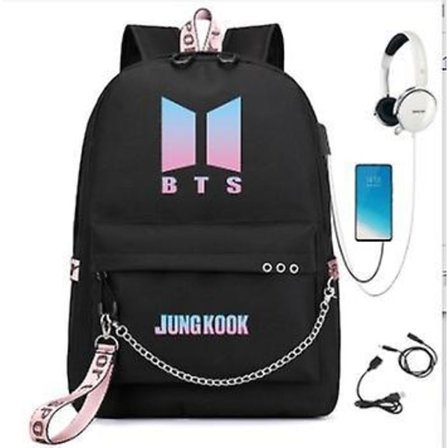 Bts Reppu USB-latauksella Koululaukku