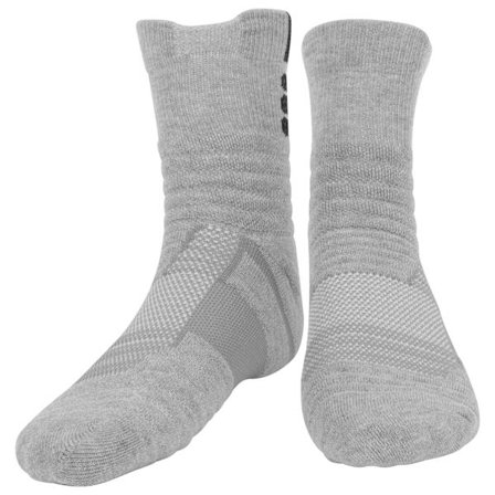 Herre Basketball Sportsstrømper Svedtransporterende Åndbare Mellemrørstrømper Tyk Håndklædebund Grå