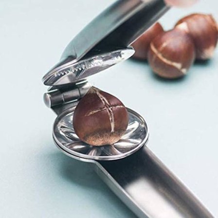 Nøttekutter i rustfritt stål, kastanjeklips, valnøttang, nøtteåpner, metallnøtteknekker, skreller, skrelleverktøy, kjøkkenutstyr