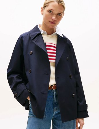 Tommy Hilfiger Cotton Reg Short Trench Coat - Navy - 32