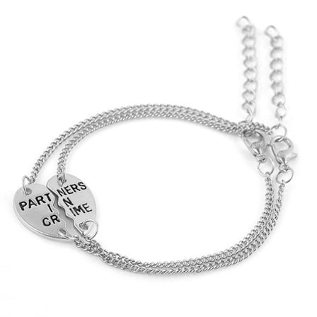 Parsarmband armbånd til venner par partnere i kriminalitet sølv