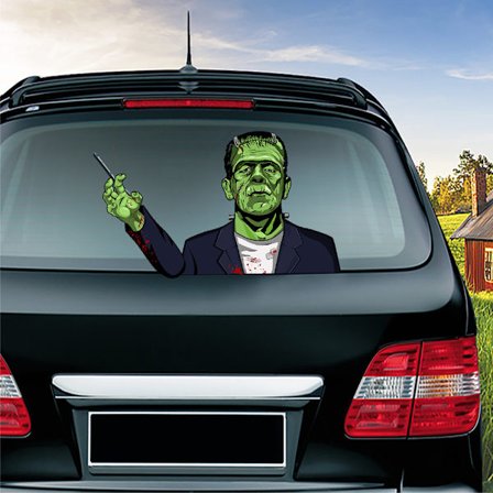 (1 pakke) Halloween vindusvisker klistremerke Fjernbar bil frontrute klistremerke Bil klistremerke dekorasjon (Frankenstein vindusvisker xmyg-247)