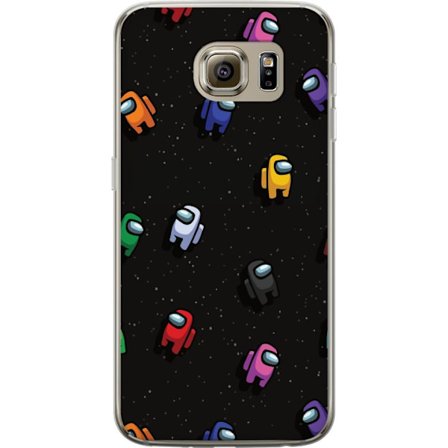 Kompatibelt Mobilskal till Samsung Samsung Galaxy S6 Among Us mönster med färgglada karaktärer i rymden, lekfullt speltema perfekt för fans av Amo