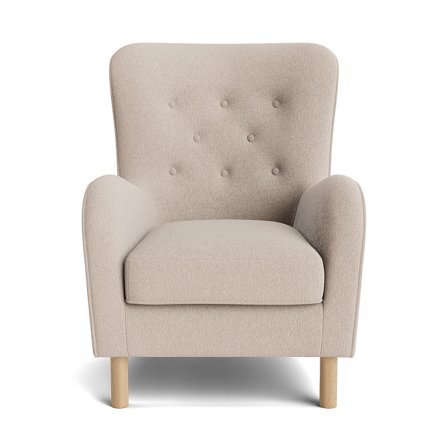 Vitra Sessel in Hygge Beige, moderner Ohrensessel mit eleganter Knopfheftung, bequemer Polsterung, stabilen Füßen und hohem Komfort, 100cm