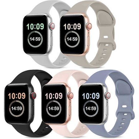 5-pak remme kompatible med Apple Watch rem 38 mm 40 mm 41 mm 42 mm 44 mm 45 mm, kompatible med iWatch Series 7 6 5 4 3 2 1 SE Kvinder Mænd PinkSand/