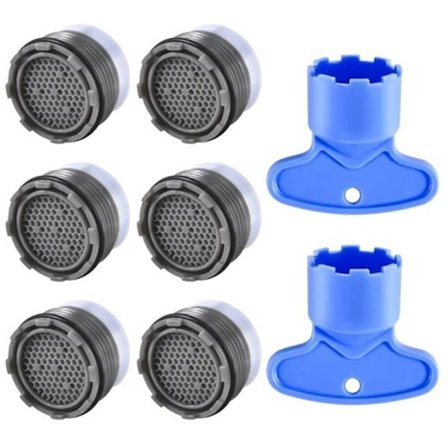 Kranlufter, inkludert to skiftenøkler, egnet for kjøkken og bad, 6-pakning.