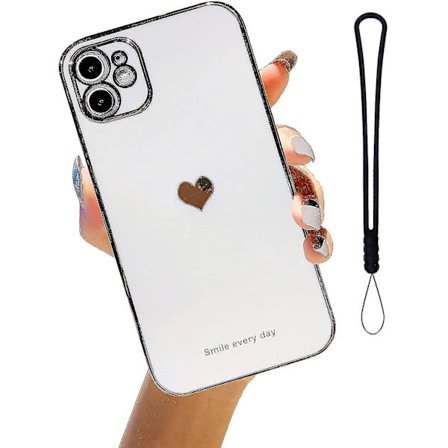 Kompatibelt for iPhone 11 Deksel 6.1 Tommer Elektroplettert Kjærlighetshjerte, Deksel for iPhone 11 Plating Myk TPU Støtsikker Kamerabeskyttende 