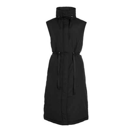 Vila Vialin S/S Highneck Long WaistJas/: , Zwart , Dames , Maat: XL Bodywarmers