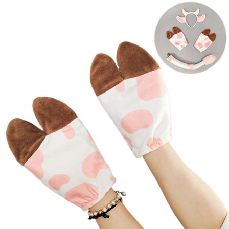 Ko Kostumer Ko Ører Hårbøjle Hale Potehandsker Dyreudklædningssæt Tilbehør til Halloween Cosplay Udklædning Ko hov pink hvid