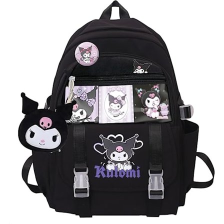 K-uromi rygsæk til børn, K-uromi skoletaske med 1 vedhæng, 3 kort, 1 badge, K-uromi rygsæk anime til teenagepiger