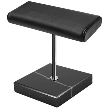 Sort Marmor Base Ur Stand Sølvfarvet Metalstang Display Rekvisitter Armbånd Smykker Forlæng Placering