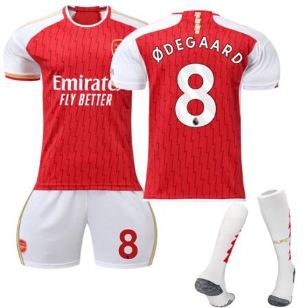 2023-2024 Arsenal Hjemme Barn Fotballskjorte Kit Nr. 8 ØDEGAARD 12-13 År