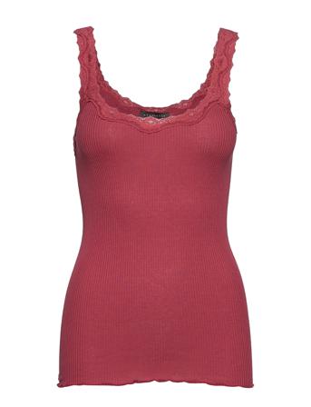 Silk Top W/ Lace T-shirts & Tops Sleeveless Punainen Rosemunde