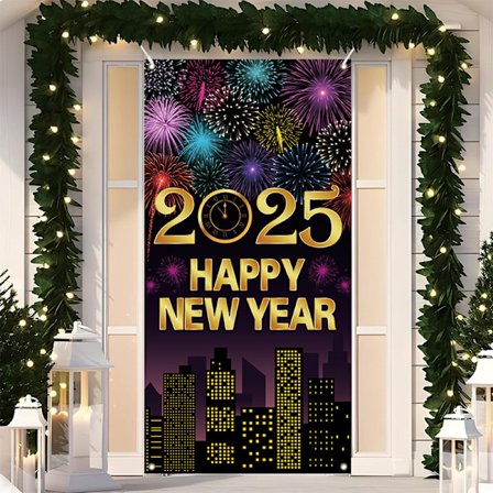 Gott Nytt År Veranda Dörrbanderoll, Nyårsafton Dekorationer Framsida Veranda Dörröverdrag Nyår Dörrhängande Dekorationer Nyår