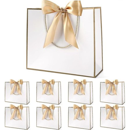 Lahjakassit lahjoille, paperiset lahjakassit rusettinauhalla, lahjakassit häihin, morsiusneidoille, syntymäpäiville, juhliin, 12,6 x 9,8 x 3,9 tuumaa