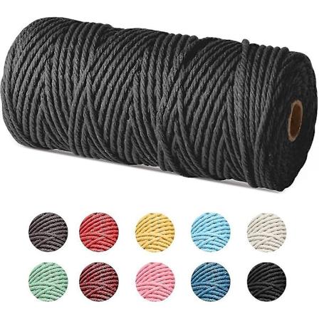 Makrameenaru - 3mm X 100m - Luonnollinen Puuvilla Lanka Seinävaatteille, DIY Koti Sisustuslahjoille, Bohemian Dec