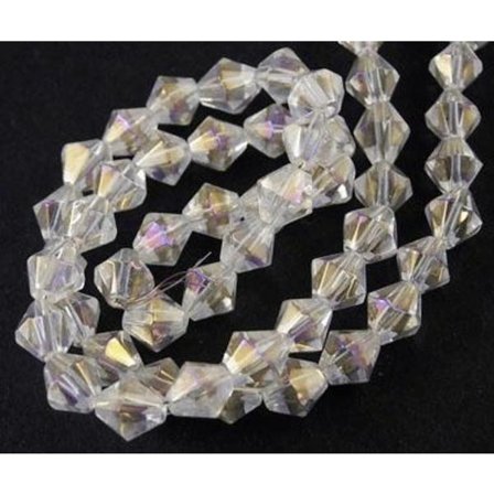 100 st. Kristall vit med AB lyster 4 mm. glasbicone.