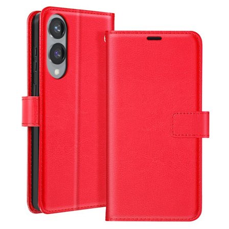 Samsung Galaxy S25 Edgelle - Lompakkokotelo - Punainen ekonahka - Video-tuki - Vintage